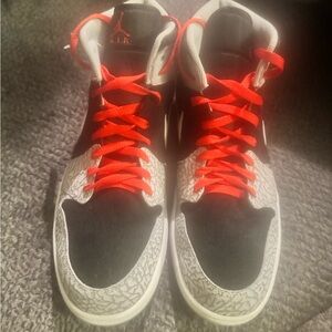 Jordan Athletic Shoes Black Red and White